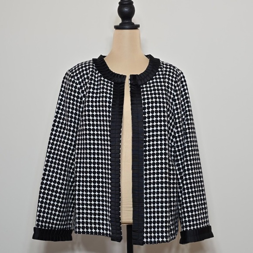 Scott Taylor Black & White Textured Open-Front Blazer – Size‎ 1X